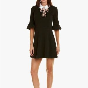 Betsey Johnson Womens Stretch Crepe Dress with Leopard Necktie NWT